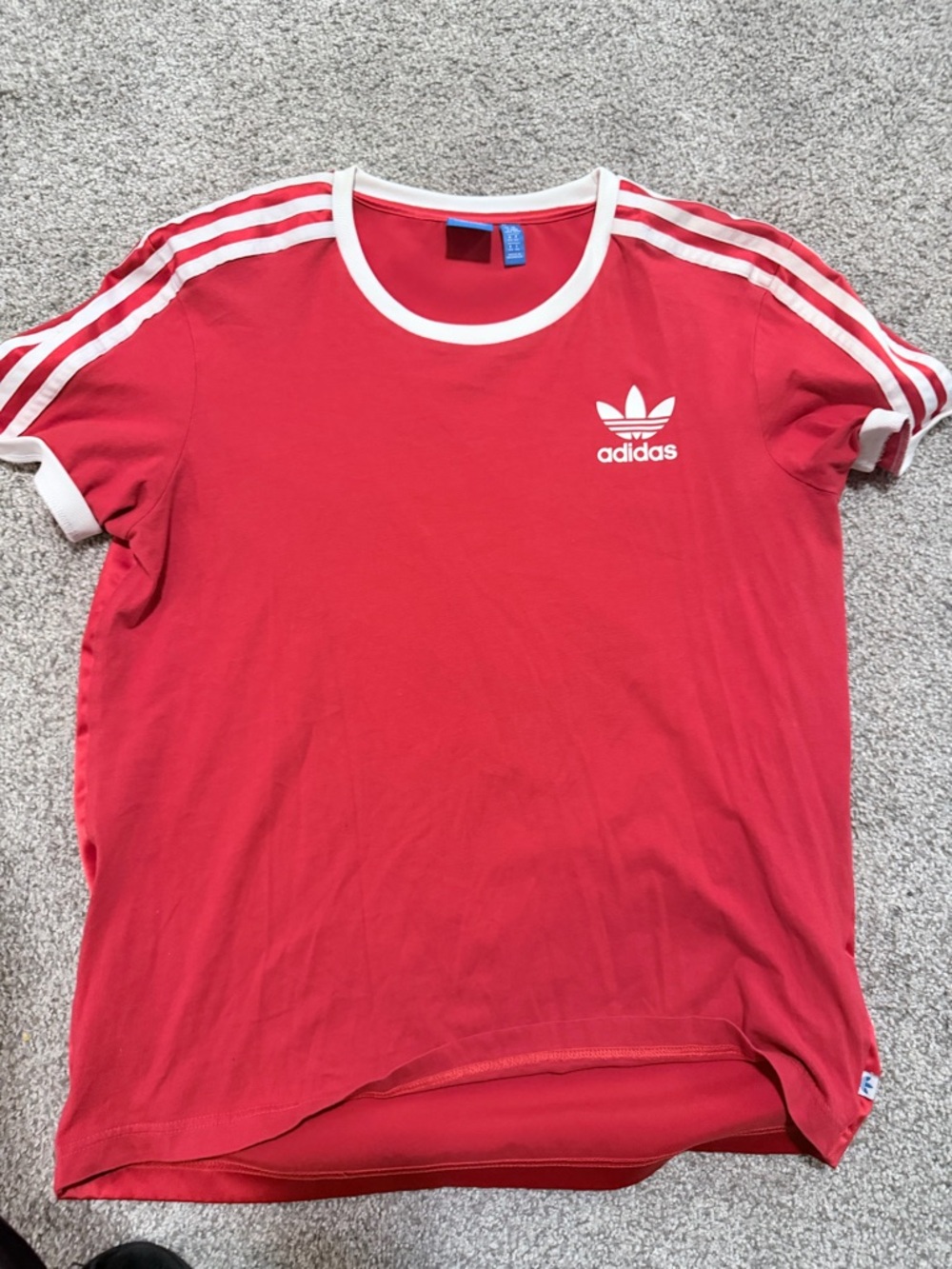 adidas Pink Crewneck Tee with White Trim